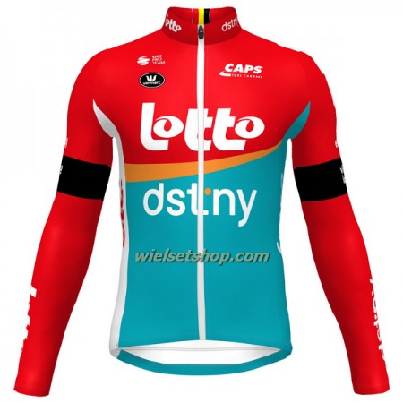 Wielershirt 2023 Lotto Dstny Lange Mouw - Rood Geel Azuur